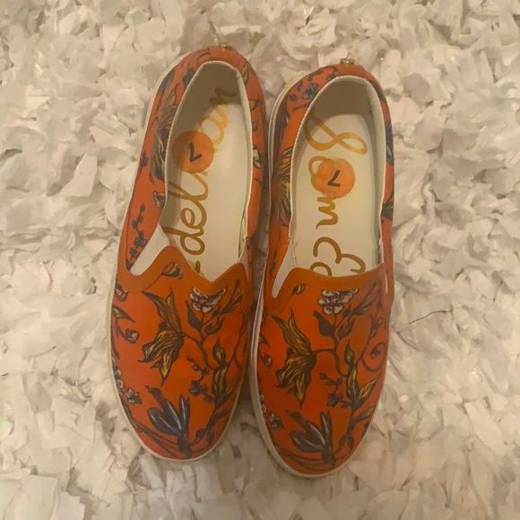 Sam Edelman | orange boat shoes / loafers | size 7 - Picture 2 of 4